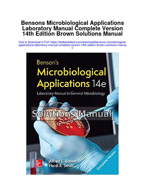 Bensons Microbiological Applications Lab Manual: A Practical Guide