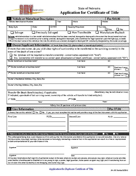 Get A Nebraska Title: Application For Certificate Of Title