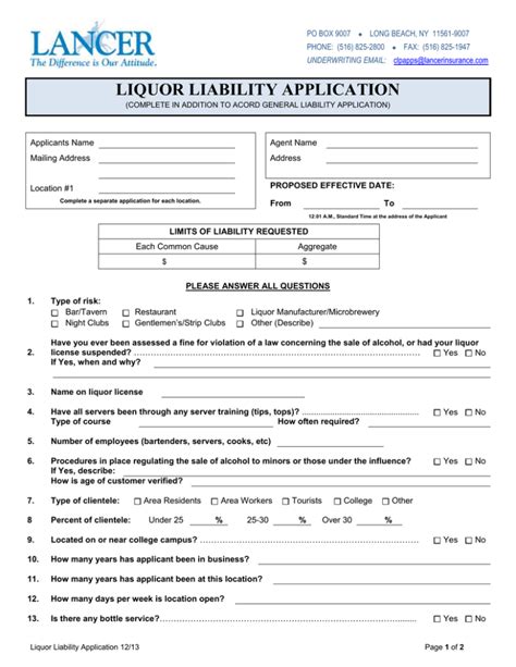 Liquor Liability Insurance Application Guide For Businesses