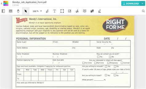 Wendys Job Application Form Download And Instructions